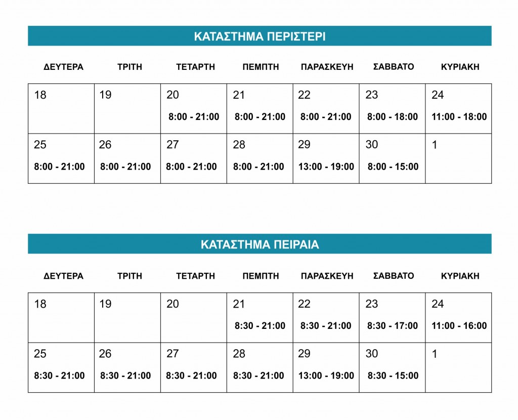 Ωράριο καταστημάτων Πάσχα 2016